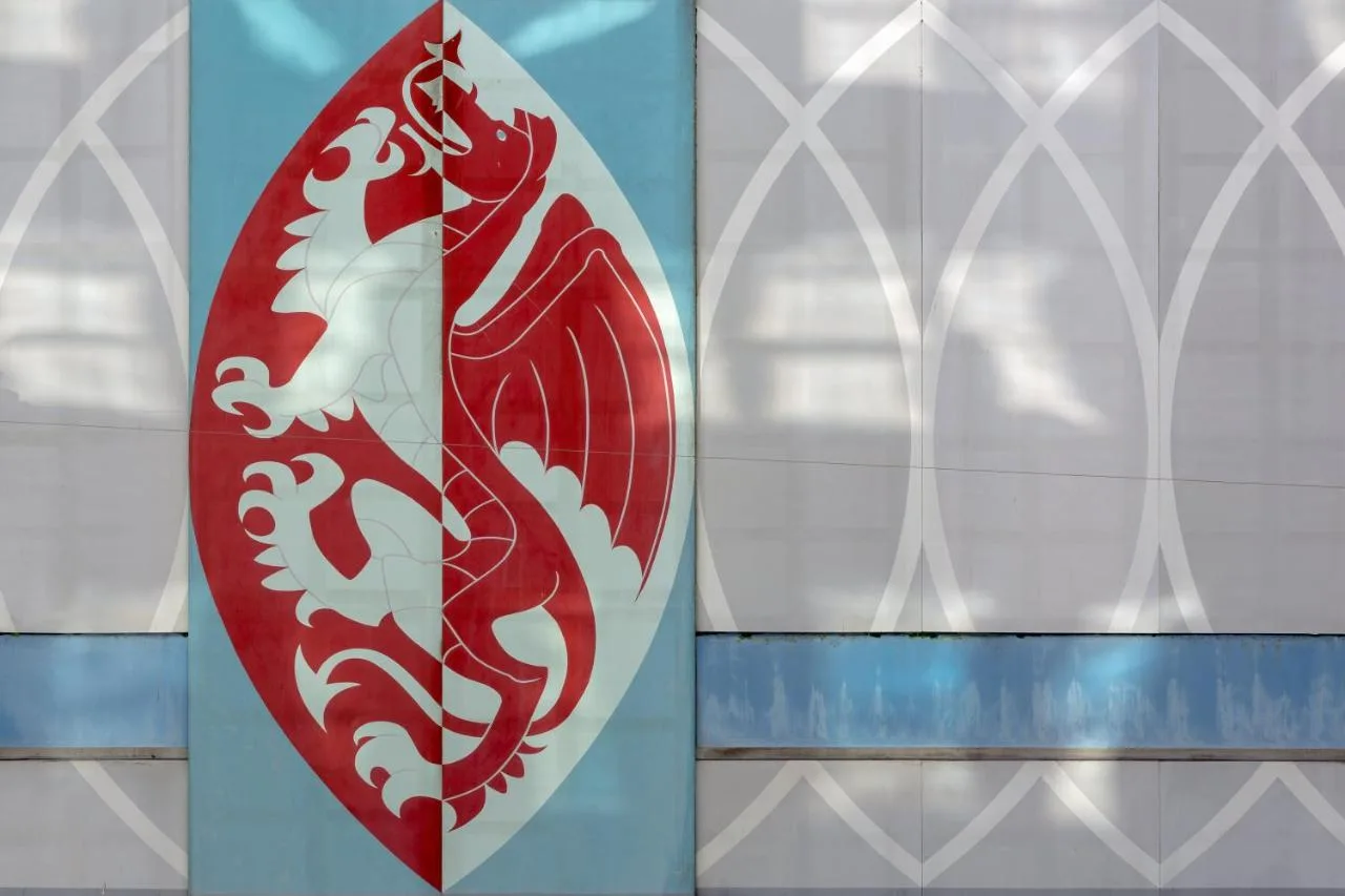 Local artwork featuring a Welsh dragon design at Hotel Indigo Cardiff